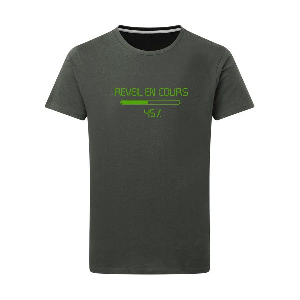 réveil en cours... loading... vert pomme -Flex vert pomme sur T-shirt SG  Charcoal  5XL