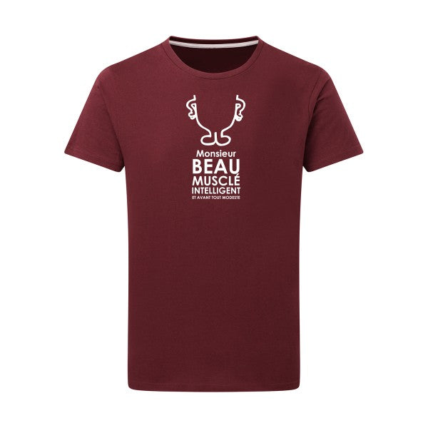 Monsieur Moi Blanc -Flex Blanc sur T-shirt SG  Burgundy  2XL