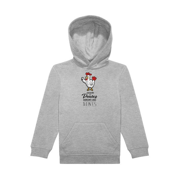 sweat capuche enfant Sports Grey quand-les-poules-auront-des-dents