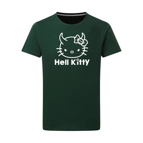 Hell Kitty Blanc -Flex Blanc sur T-shirt SG  Bottle Green  2XL