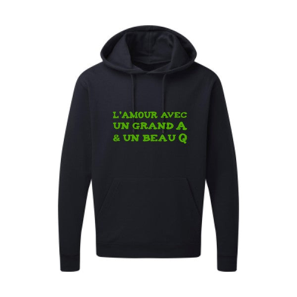 L'Amour avec un grand A et un beau Q |Sweat capuche imprimé|Vert pomme