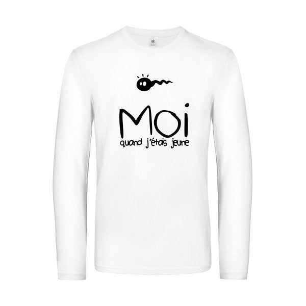 moi quand j etais jeune - t shirt- manches- longues- original- humour- White impression Face