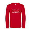 l amour avec un grand a et un beau q  - t shirt- manches- longues- original- humour- Red impression Face