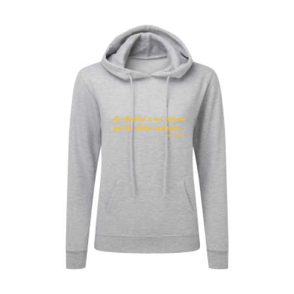 Le chocolat a ses raisons jaune Or |Sweat original à capuche Femme