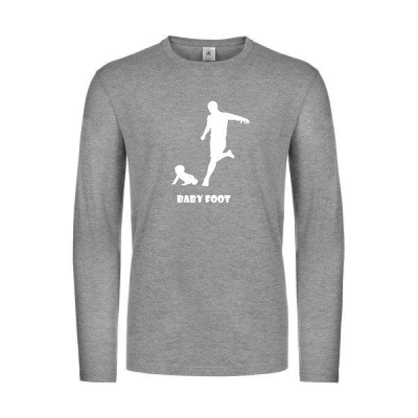 baby foot - t shirt- manches- longues- original- humour- Sport Grey impression Face