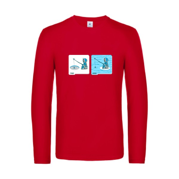 fishing-in-arctic-t-shirt-manches-longues-original-humour -Red