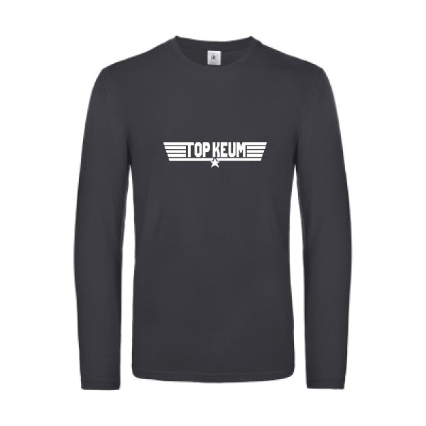 top keum - t shirt- manches- longues- original- humour- Dark Grey impression Face