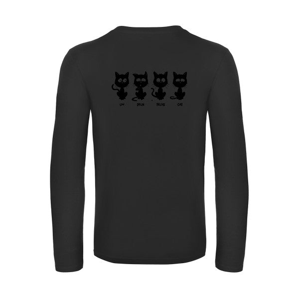 un deux trois cat - t shirt- manches- longues- original- humour- Black impression Dos