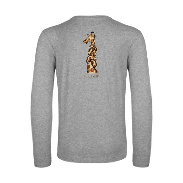 1-tete-2-noeuds-t-shirt-manches-longues-original-humour -Sport Grey