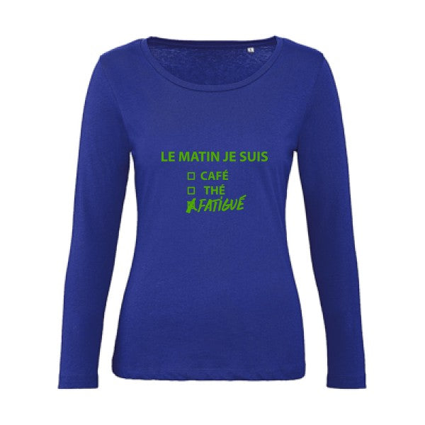 Le matin je suis... Vert pomme |   T shirt manches longues femme|100% bio