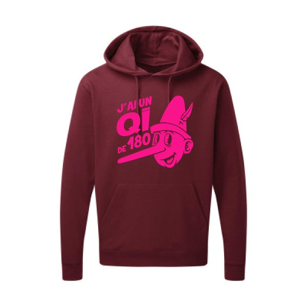 Quotient intellectuel |Sweat  capuche humoristique Rose fluo 