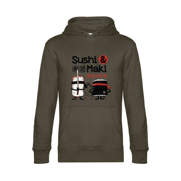 Sushi-et-Maki- Sweat à capuche original Khaki - RueDuTeeshirt