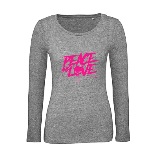 Peace or no peace Rose Fluo |   T shirt manches longues femme|100% bio