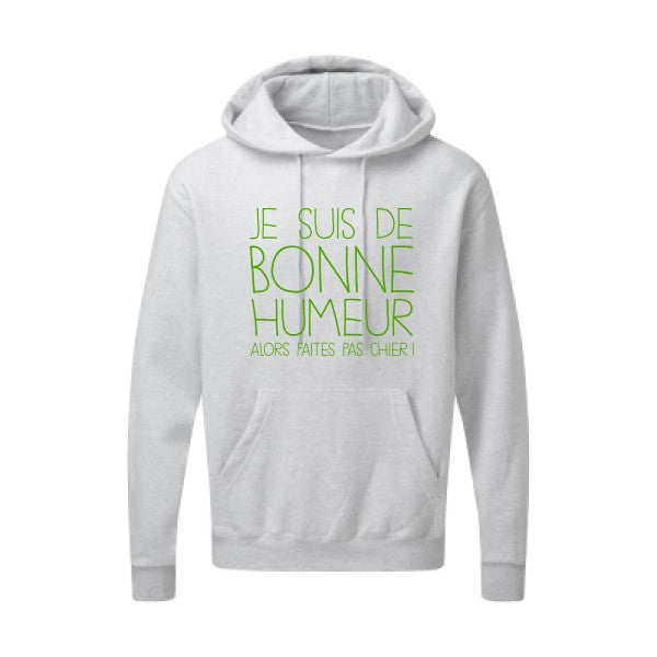 BONNE HUMEUR Vert pomme |Sweat capuche imprimé homme