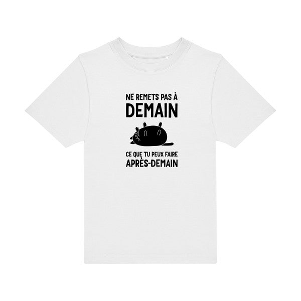 T-shirt original enfant Ne-remets-pas-a-demain couleur White flex Noir