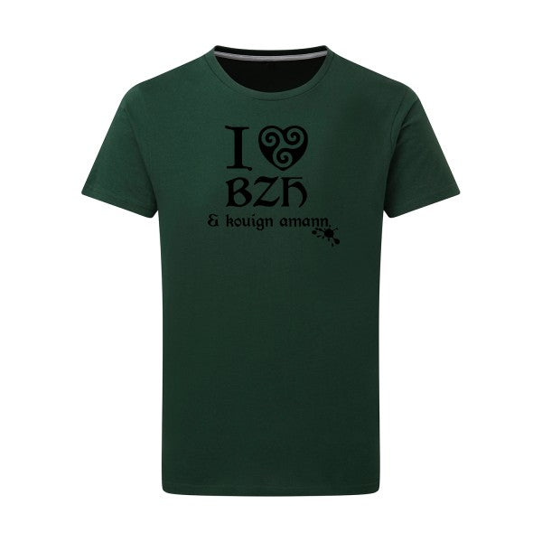 Love BZH & kouign noir -Flex noir sur T-shirt SG  Bottle Green  2XL