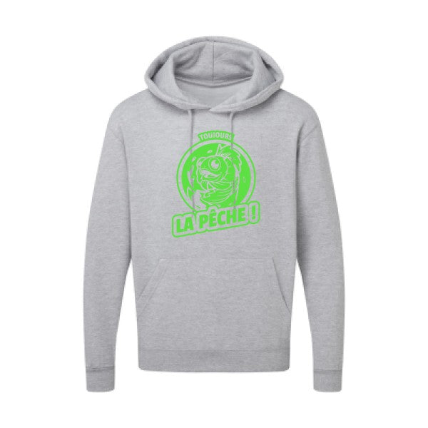 Toujours la pêche ! |Sweat  capuche humoristique Vert fluo 