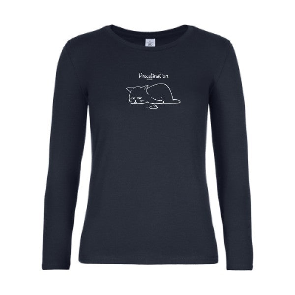 t-shirt lsl femme Procatination Navy flex blanc