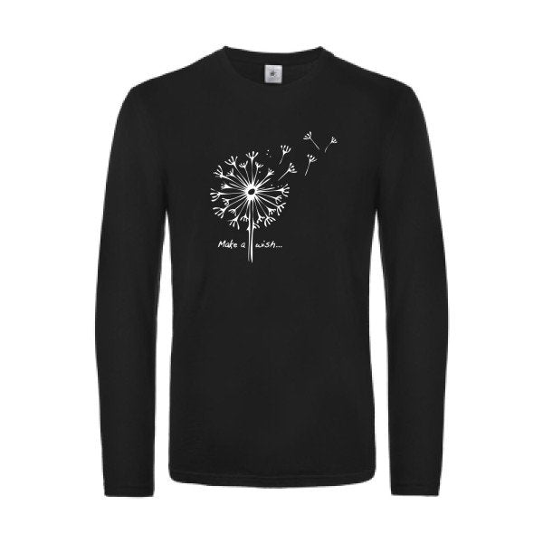 make a wish - t shirt- manches- longues- original- humour- Black impression Face