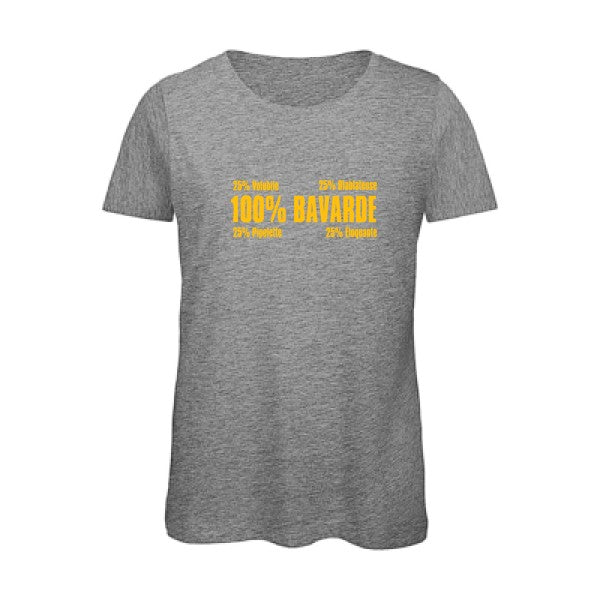 T shirt humour bio femme   femme bio|  Bavarde jaune Or 