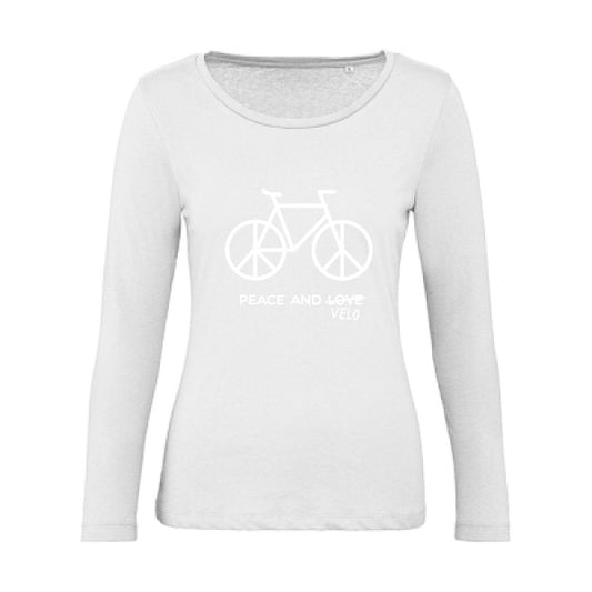 Peace and vÃ©lo Blanc |   T shirt manches longues femme|100% bio