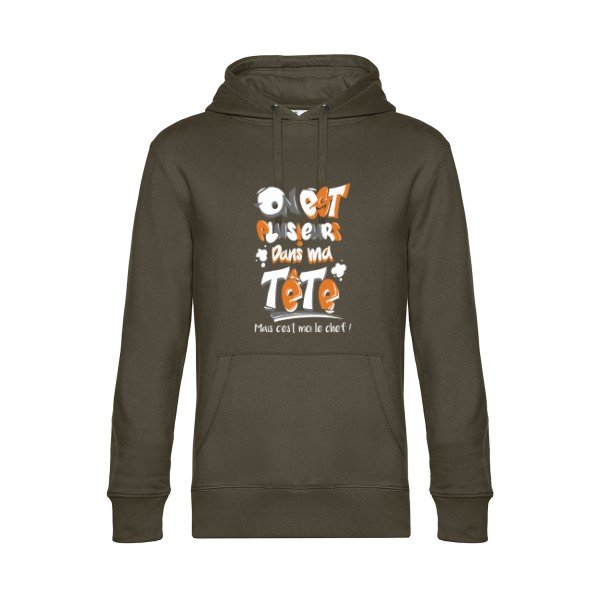 C-est-moi-le-chef-- Sweat à capuche original Khaki - RueDuTeeshirt