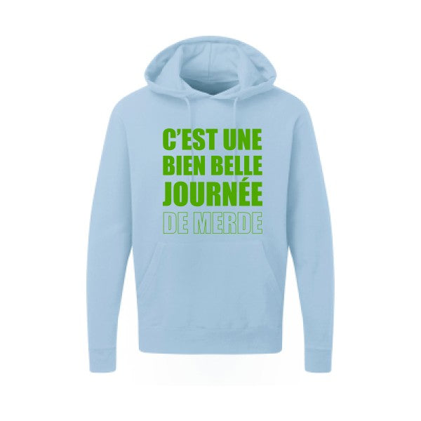 Journée de m... Vert pomme |Sweat capuche imprimé homme