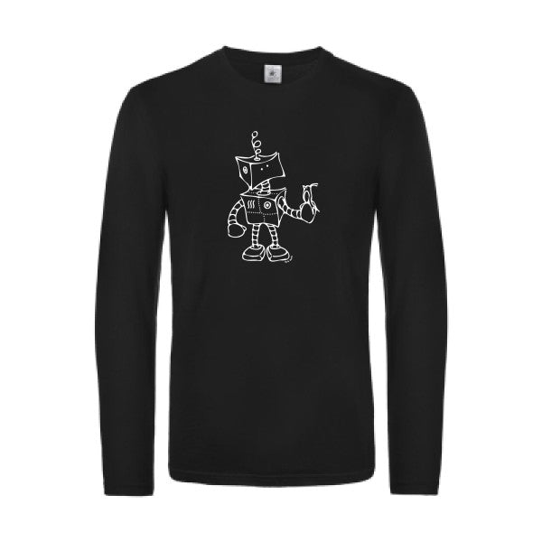 robot & bird - t shirt- manches- longues- original- humour- Black impression Face