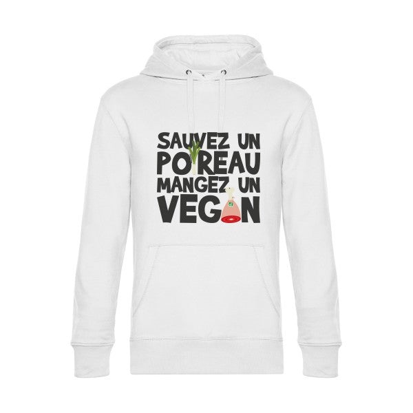 vegan-poireau- Sweat à capuche original White - RueDuTeeshirt