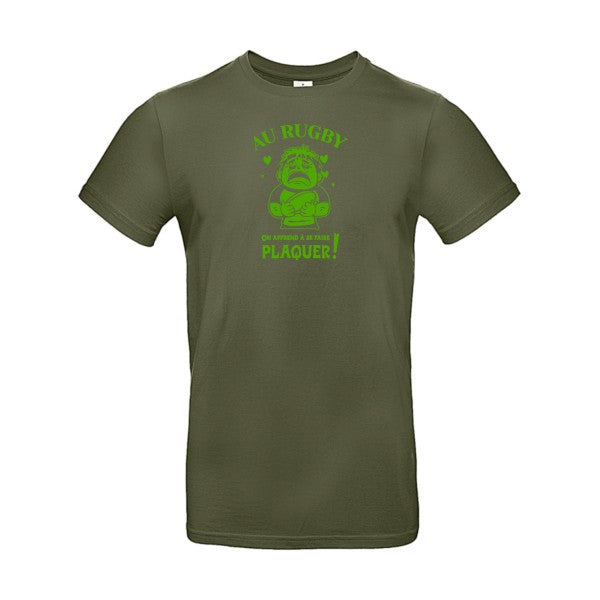 Au rugby, on apprend à se faire plaquer ! flex Vert pomme B&C - E190 T-shirt|Urban Khaki||2XL