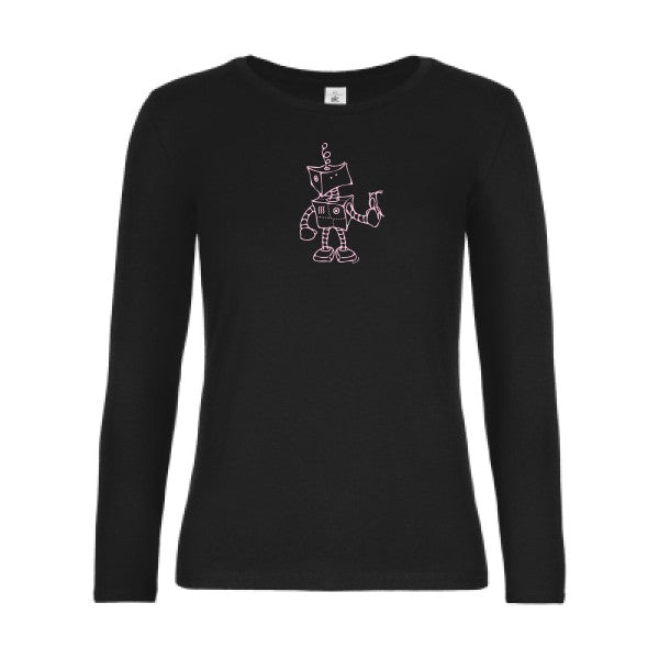 t-shirt lsl femme Robot-&-Bird Black flex Rose