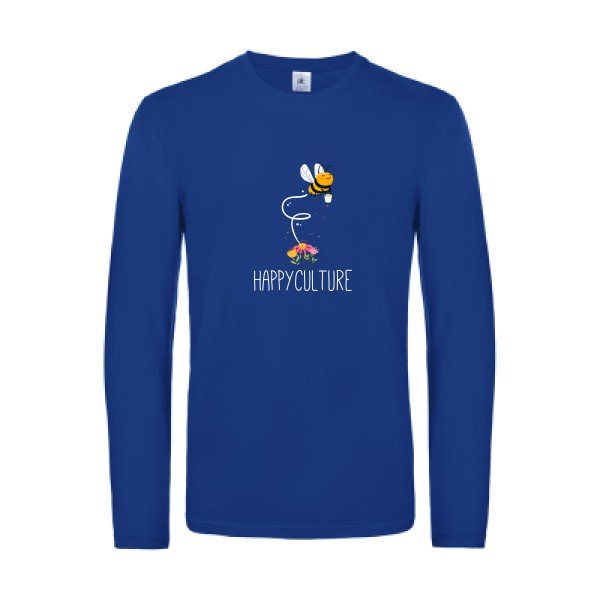 happy-t-shirt-manches-longues-original-humour -Royal Blue