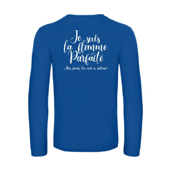 la flemme parfaite - t shirt- manches- longues- original- humour- Royal Blue impression Dos