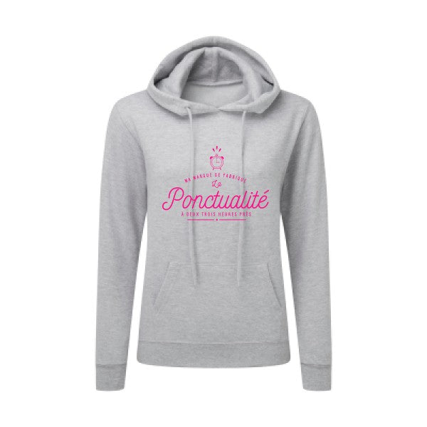 La Ponctualité Rose Fluo |Sweat original à capuche Femme