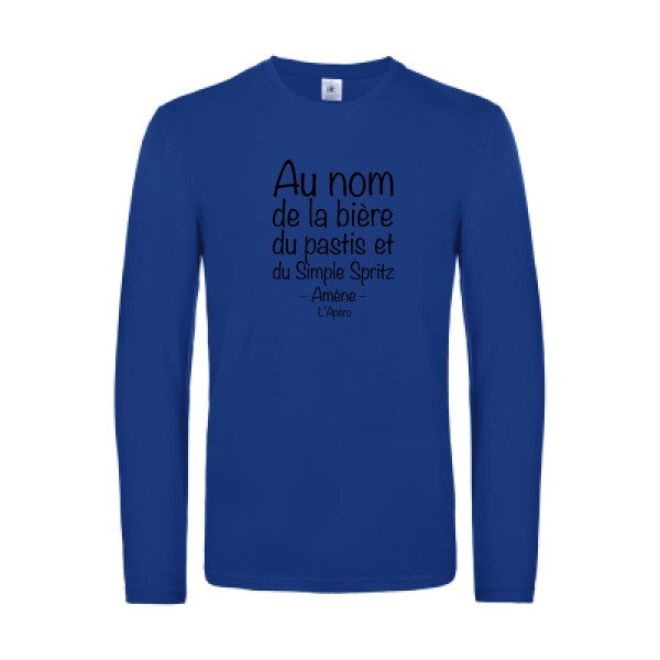 priere de l apero - t shirt- manches- longues- original- humour- Royal Blue impression Face