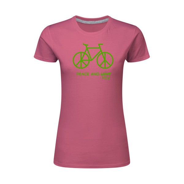 Peace and vélo Vert pomme |T shirt original femme|SG