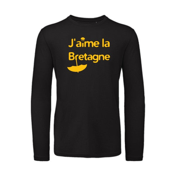 J'aime la Bretagne jaune Or |T-shirt bio manches longues