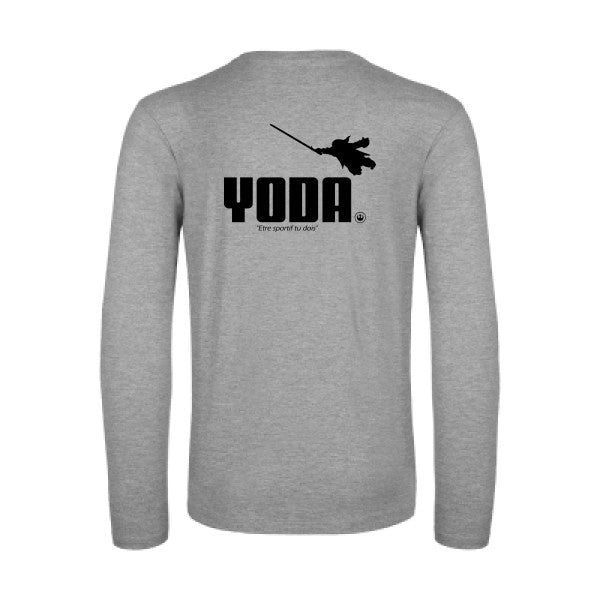 yoda - t shirt- manches- longues- original- humour- Sport Grey impression Dos