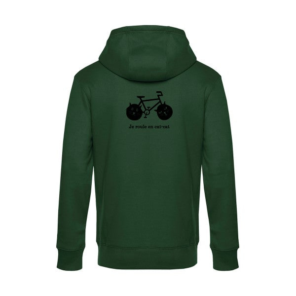 cat-cat-bike sweat shirt original Bottle Green flex Noir impression Dos