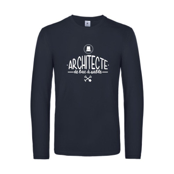 architecte de bac a sable - t shirt- manches- longues- original- humour- Navy impression Face