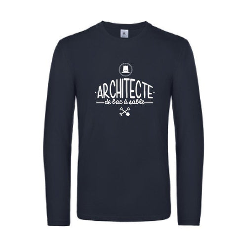 architecte de bac a sable - t shirt- manches- longues- original- humour- Navy impression Face