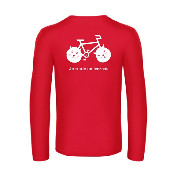 cat cat bike - t shirt- manches- longues- original- humour- Red impression Dos