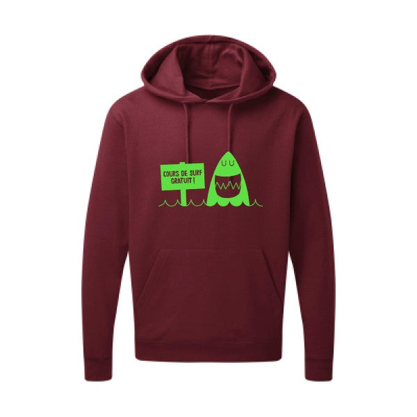 Cours de surf Vert fluo |Sweat capuche imprimé homme