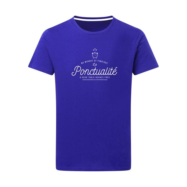 La Ponctualité Blanc -Flex Blanc sur T-shirt SG  Royal Blue  5XL