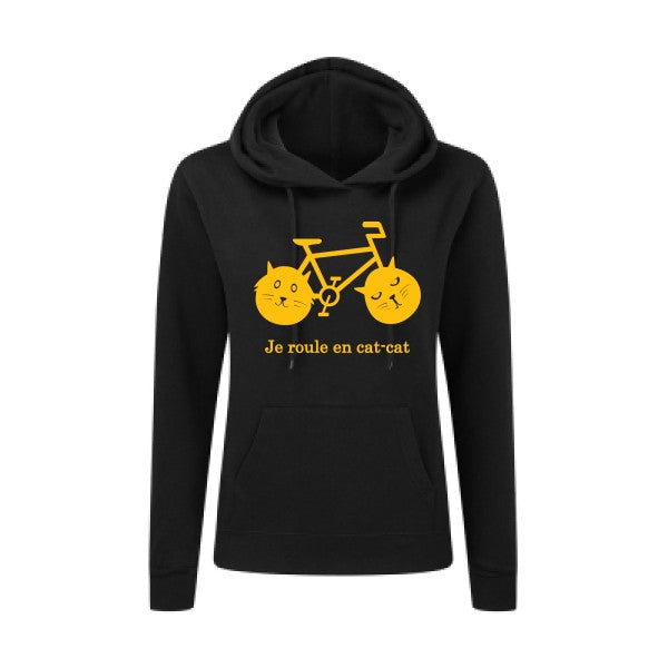 cat-cat bike jaune Or |Sweat original à capuche Femme