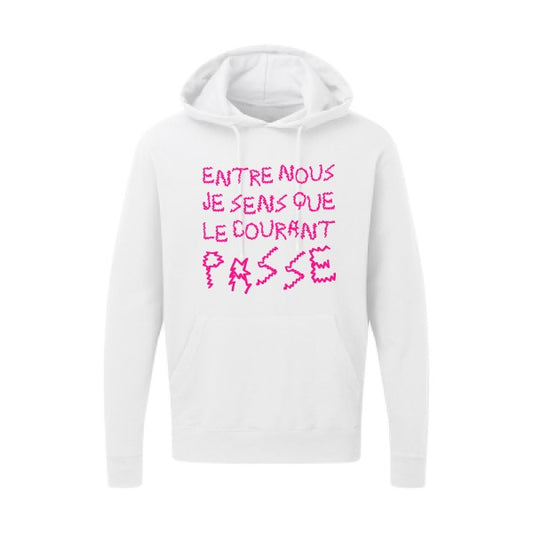 Entre nous, je sens que le courant passe ! |Sweat  capuche humoristique Rose fluo 