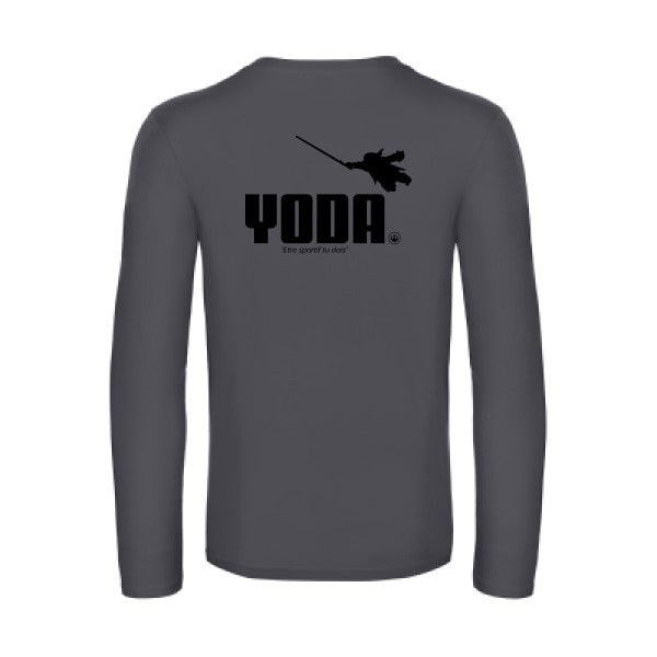yoda - t shirt- manches- longues- original- humour- Dark Grey impression Dos