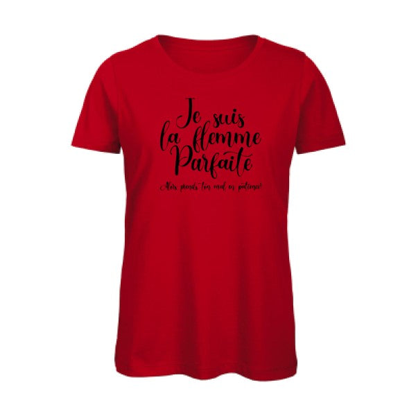 T shirt humour bio femme   femme bio|La flemme parfaite Noir 