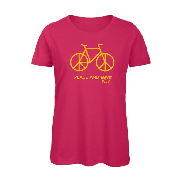 T shirt humour bio femme   femme bio|Peace and vÃ©lo jaune Or 