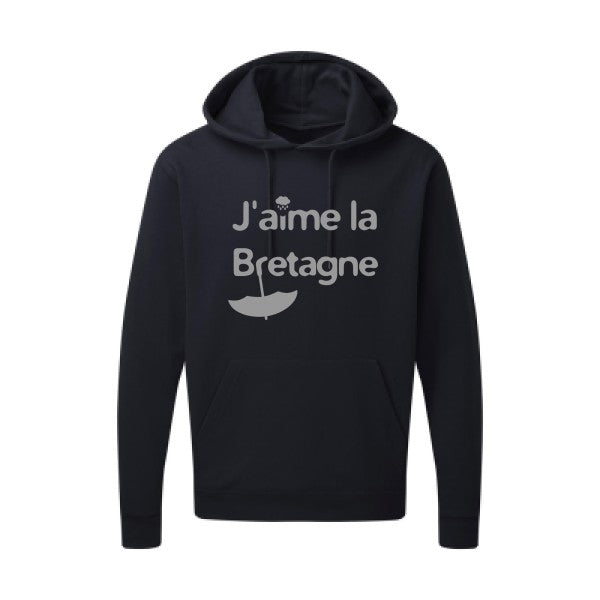 J'aime la Bretagne |Sweat  capuche humoristique Gris 